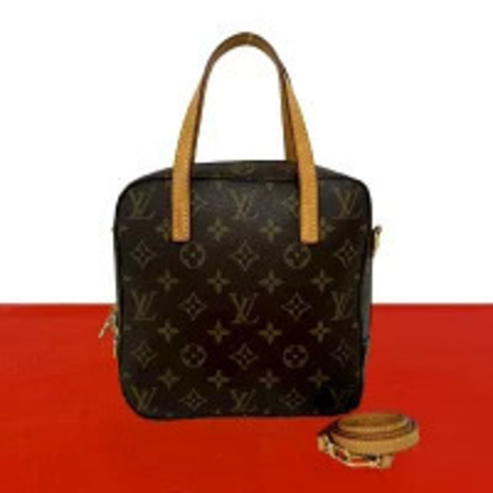 Louis Vuitton Spontini Monogram Leather 2Way Shoulder Bag Brown